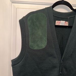 Filson Leather 100% Virgin Wool Green Shooting Hunters Vest Sz XL